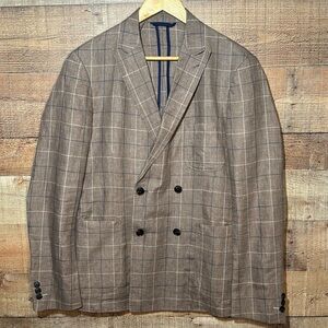 Frank and Oak Laurier Fit Linen Double Breasted Sports Coat Blazer size 38R